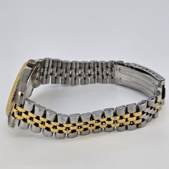 VTG Cosort Men's Watch 36MM Gold Dial Two Tone Band Up to 8" New Battery - Picture 8 of 15